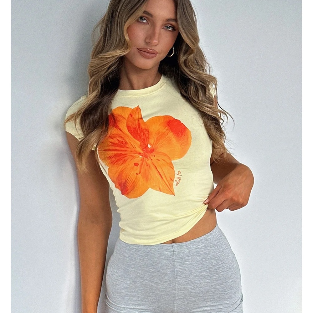 White Fox Boutique Floral Print Yellow Top